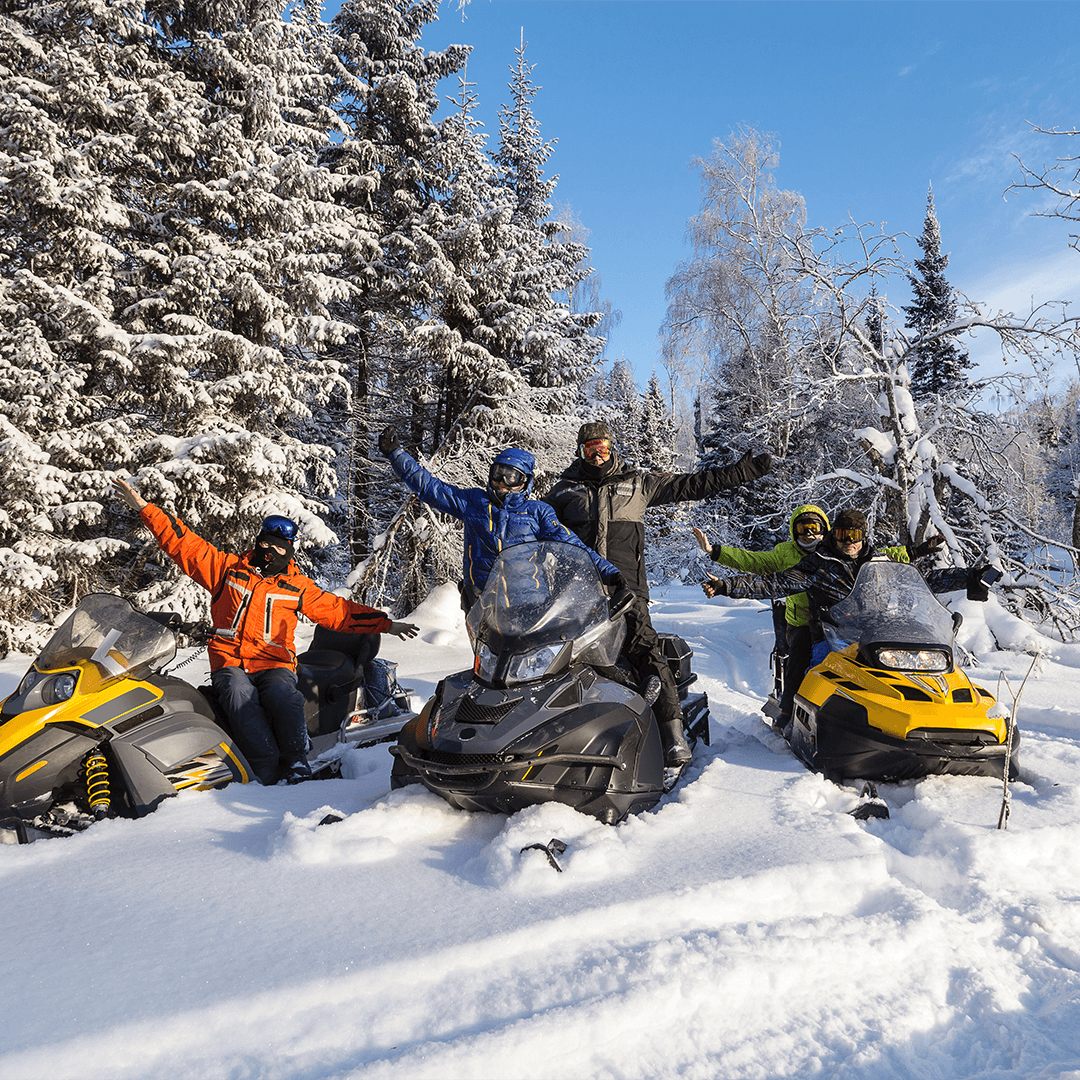 Snowmobiles-2 family-on-snowmobil