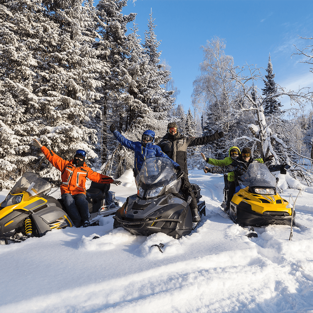 family-on-snowmobil